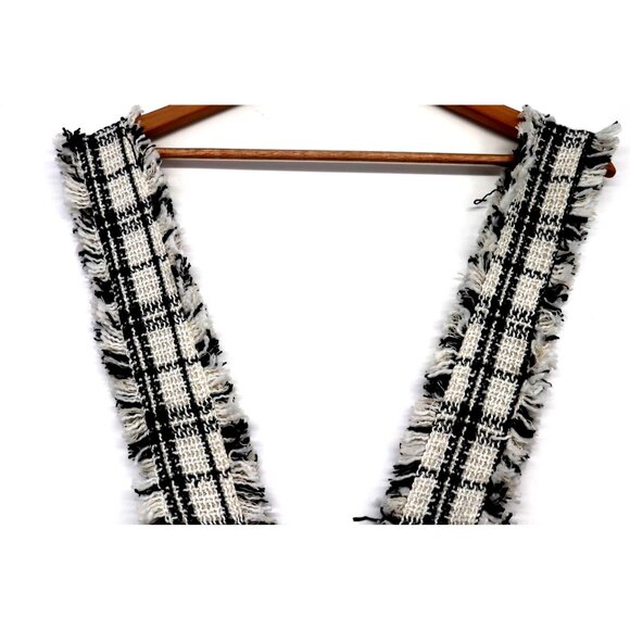 Pink & Flare Plaid Tweed Overall Frayed Edges w/ Shorts V-Neckline Women's Small - Picture 6 of 11